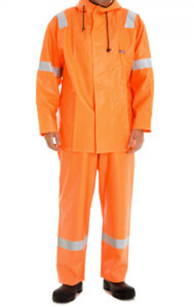 Jobmaster Anti.flame PU/PVC Regnjakke m/Offsh.refl. Orange