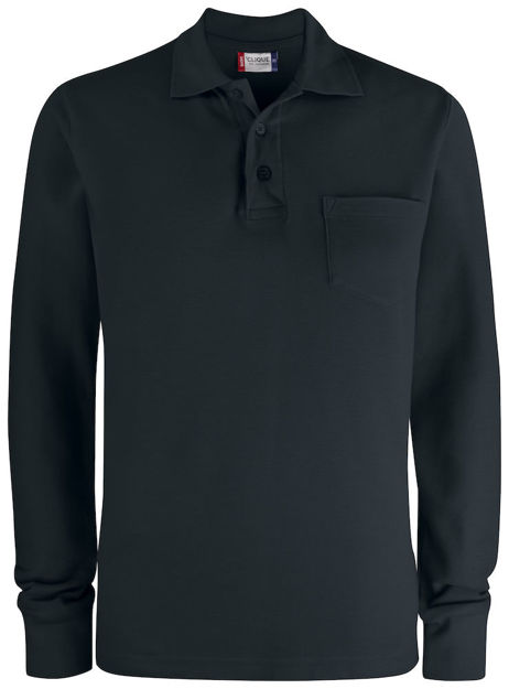 Basic Polo LS Pocket Black