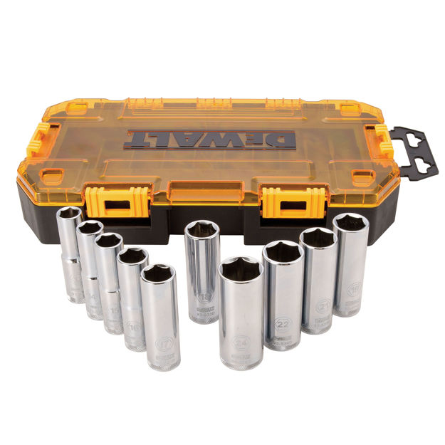 "DW 1/2"" DEEP SOCKET SET 10PC, TOUGH BOX"