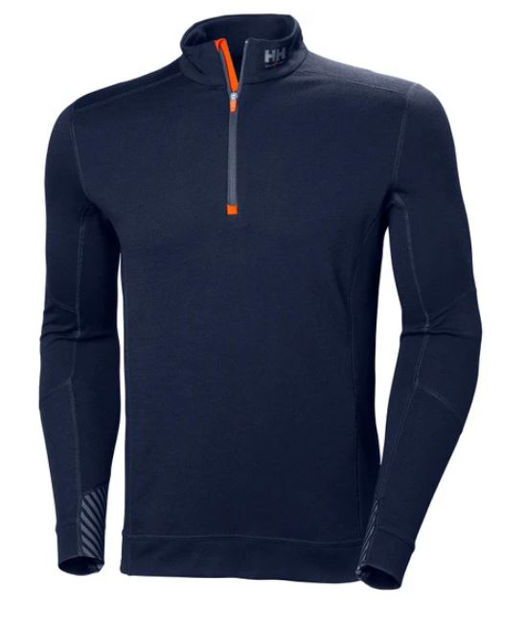 HH LIFA MERINO HALF ZIP  NAVY