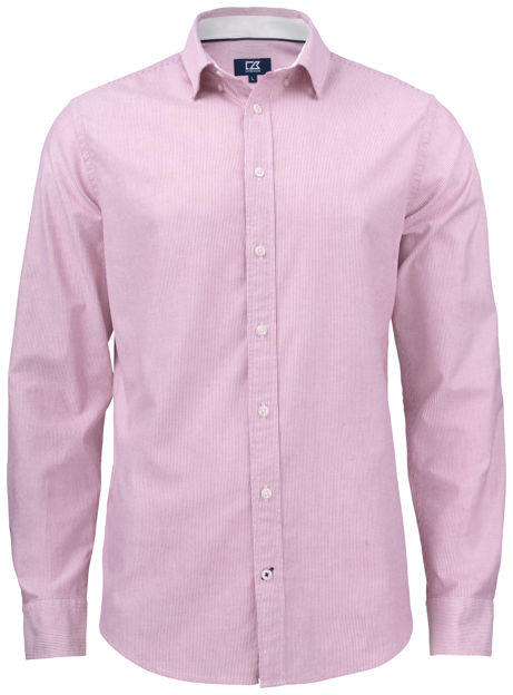Belfair Oxford Shirt Men Burgundy/White Stripe