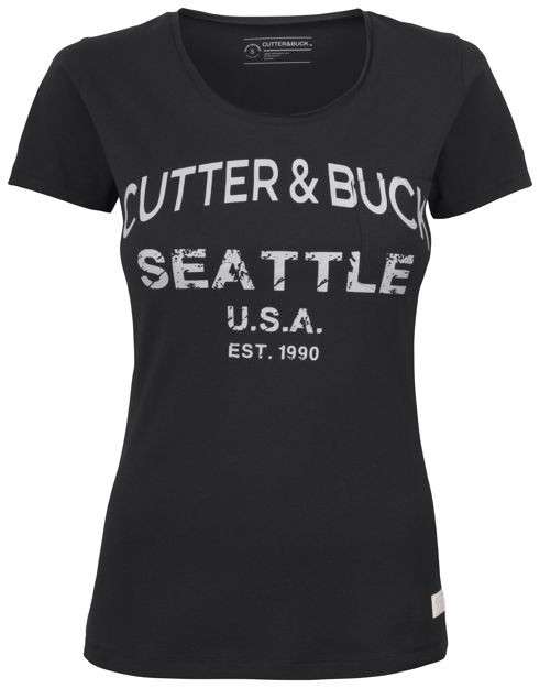 Pacific City Tee Ladies Black with Grey Print