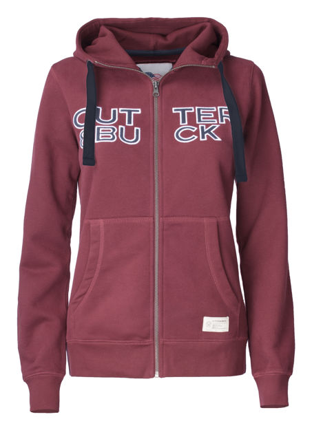 Twisp Hood FZ Ladies Burgundy Logo