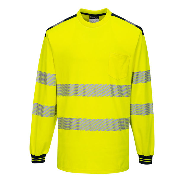 PW3 Hi-Vis langermet T-skjorte Gul/Sort