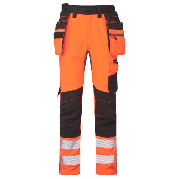 Hi-Vis Håndverksbukse m.zip lommer Oransje/sort