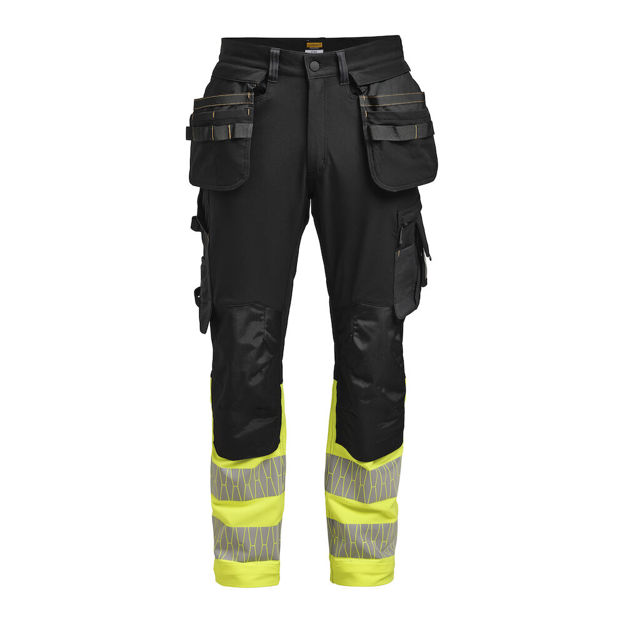 Womens Craftsman Trousers stretch Black/HV Yel D32